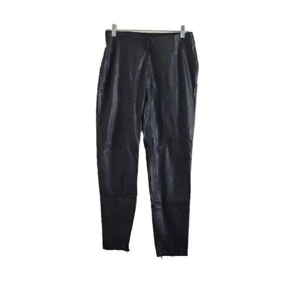 Zara Faux Leather High Rise Zipper Ankle Black Pants Women Size L - Picture 2 of 8